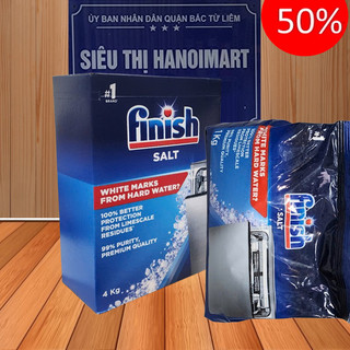 Muối rửa bát chén finish Đức EU 1,2kg, 2kg 4kg, Muối làm mềm nước finish, Muối rửa chén ly finish 1.5kg