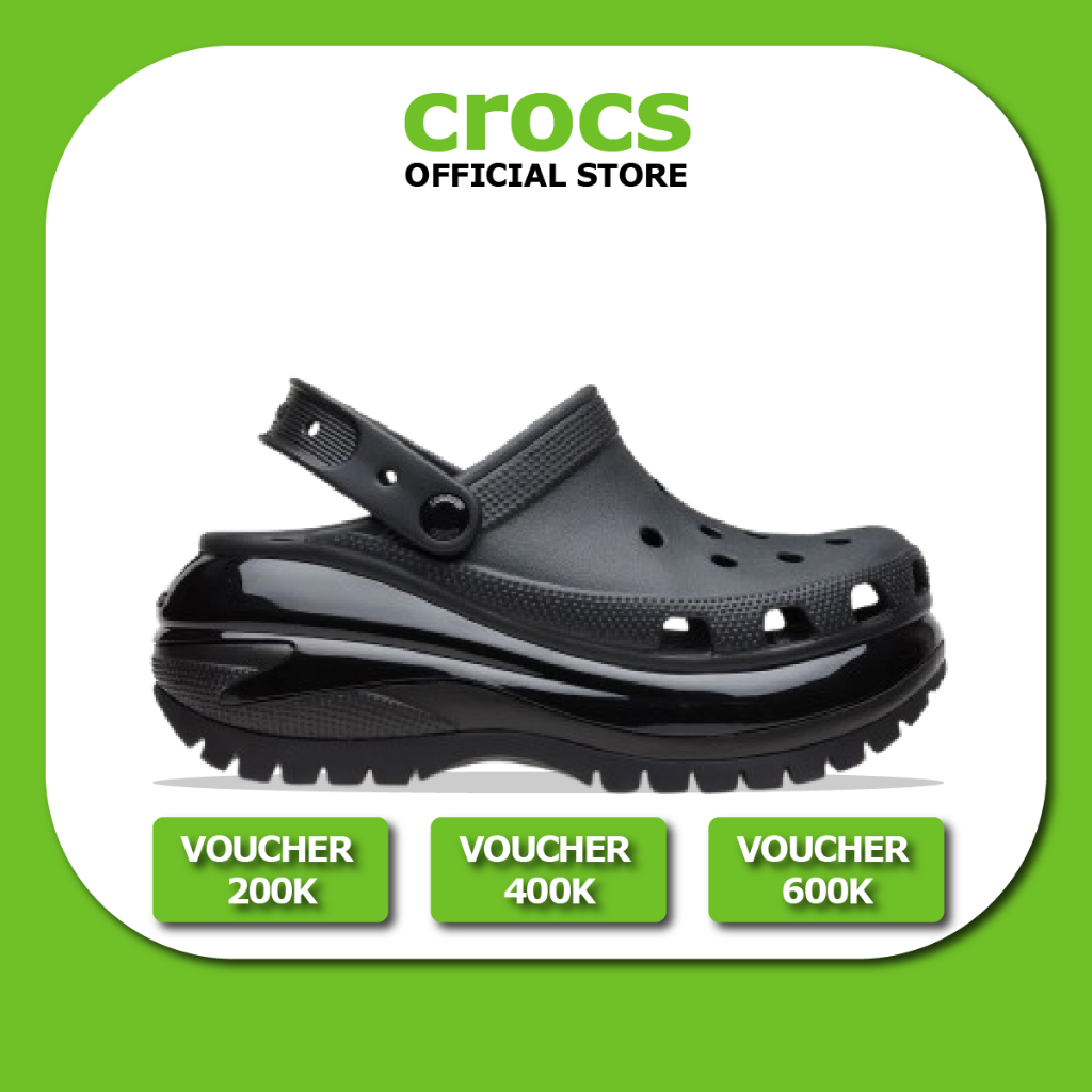 【Chính hãng】 Giày Clog Unisex Classic Mega Crush 'Black'