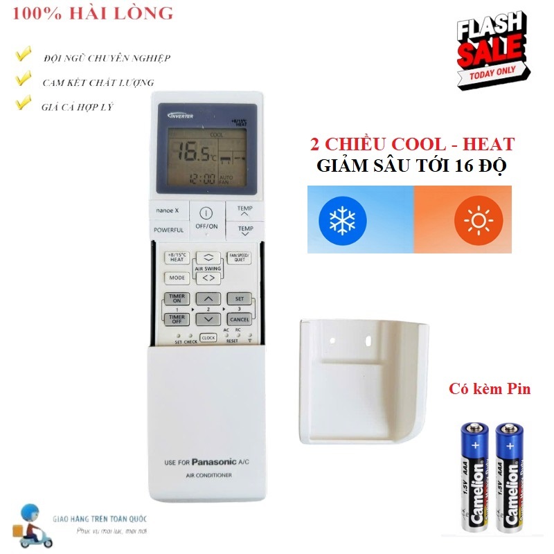 REMOTE Điều khiển điều hòa Pa_na_so_nic NẮP TRƯỢT nanoeX 2 CHIỀU GIẢM 16 ĐỘ thang chia 0.5 HÀNG LOẠI TỐT
