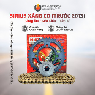 Nhông Sên Dĩa Giá Rẻ: Dĩa Đen + Sên Vàng 428H 10 Ly (15T-35T-102L) – Sirius Xăng Cơ (Trước 2013)