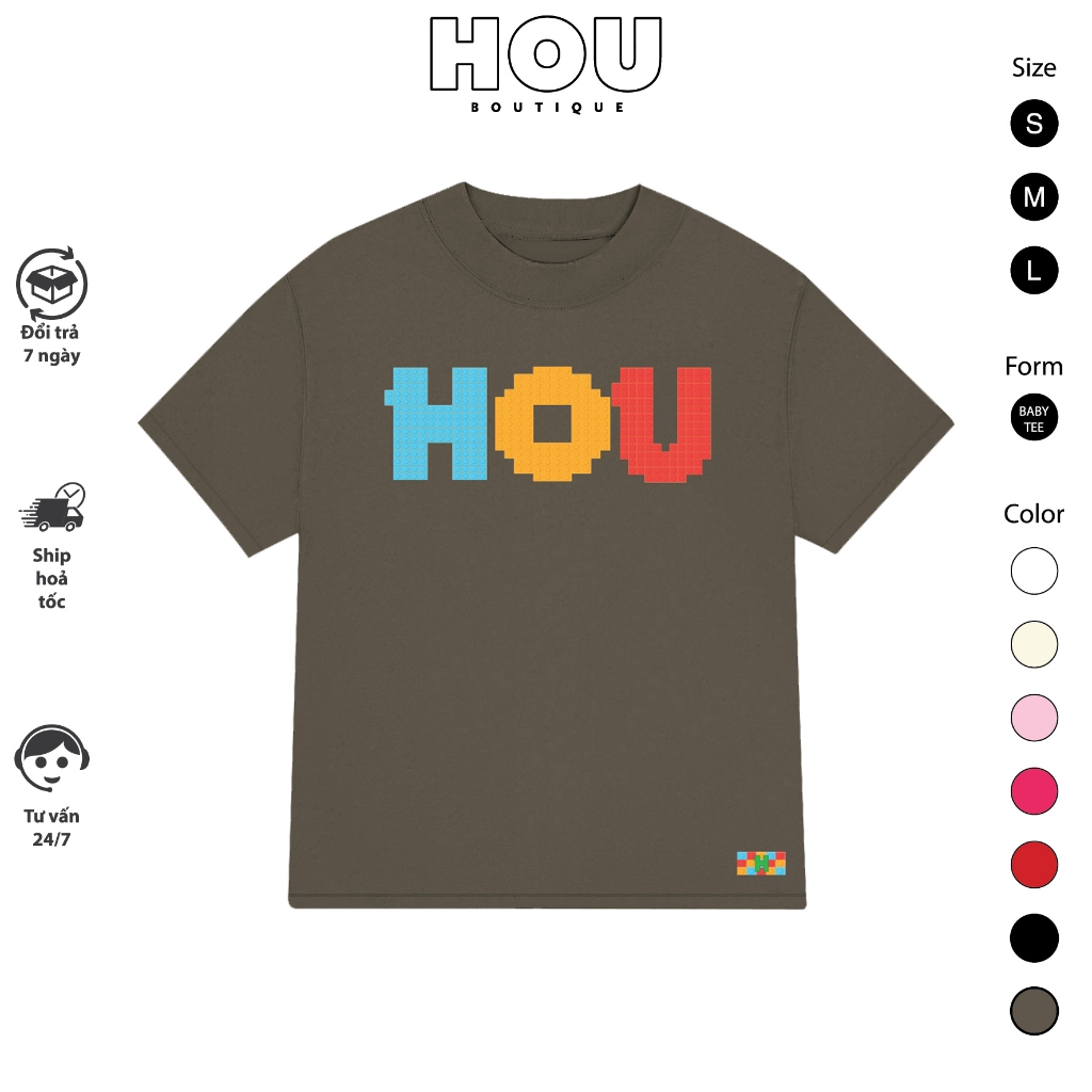 [Hàng Mới] Áo Thun Nữ Babytee Dáng Vừa, Thun Cotton 2 Chiều, Cổ Tròn HOU boutique Mẫu HOU Lego ( AT 