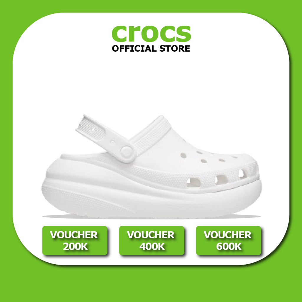 【Chính hãng】  GIÀY CLOG UNISEX CROCS CRUSH CLASSIC - WHITE