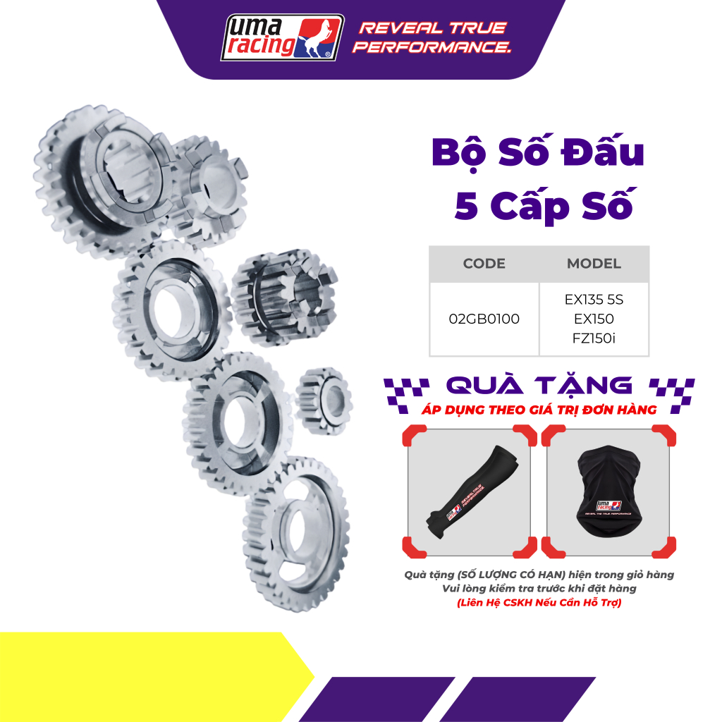 Bộ Đấu Số Truyền Động UMA Racing 5 Cấp Cho Exciter 150/135 – Chuyển Số Mượt Mà, Tối Ưu Vận Hành