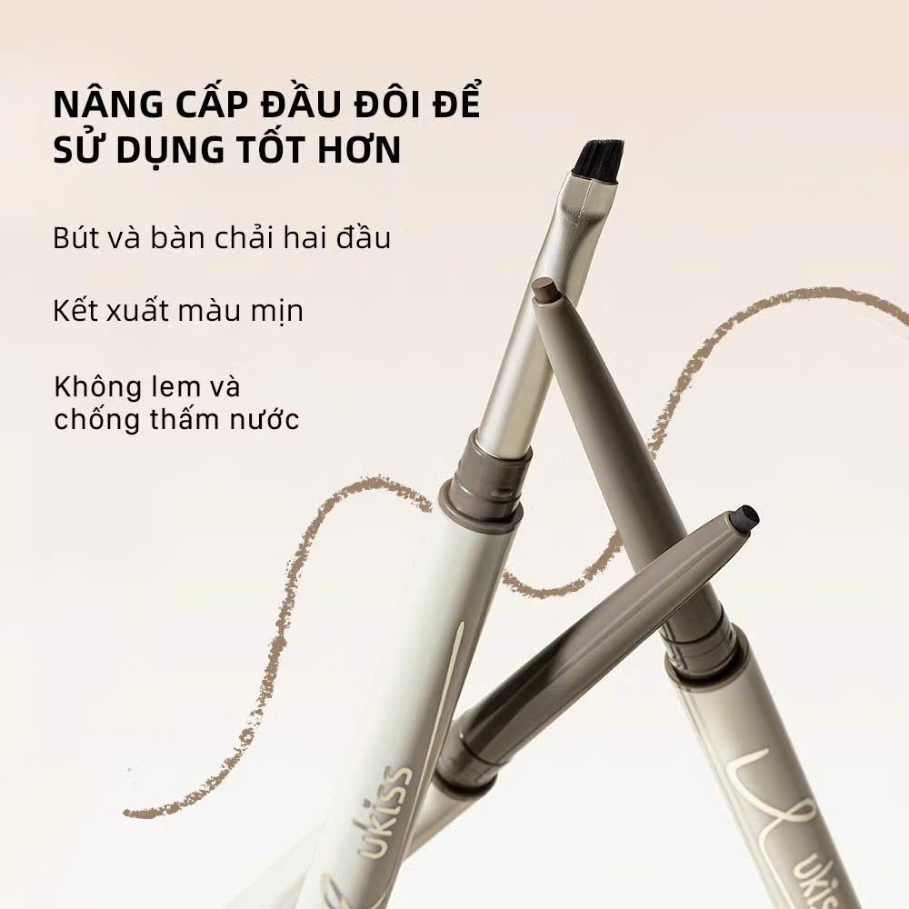 Bút chì kẻ mắt UKISS Gel hai đầu với cọ kẻ mắt Chống thấm nước lâu trôi 50mg | GQ BEAUTY