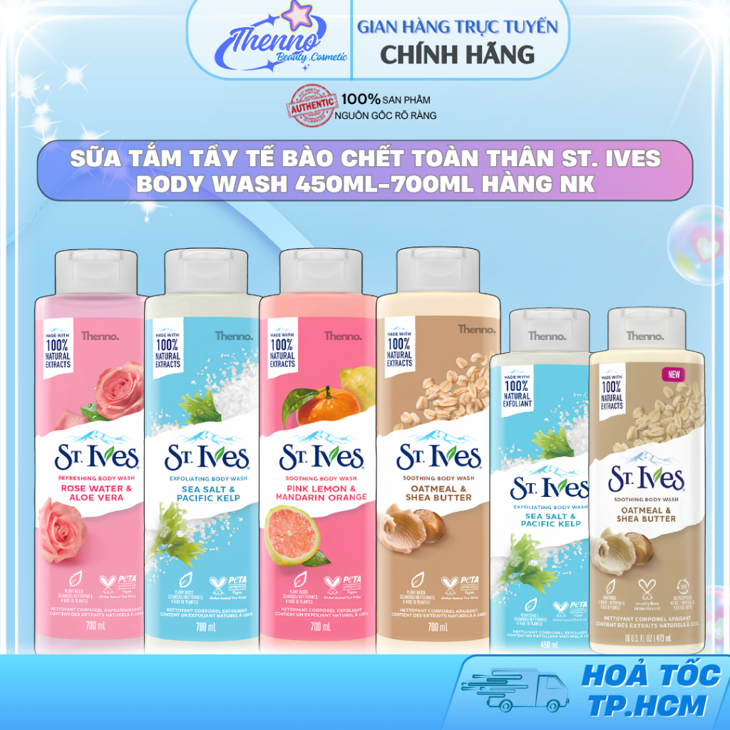 Sữa Tắm Tẩy Tế Bào Chết Toàn Thân Dịu Nhẹ St. Ives Body Wash 450ml-700ml Hàng NK