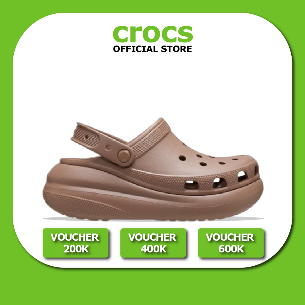 【Chính hãng】  Giày Clog Unisex Crocs Crush Classic - Latte Nâu