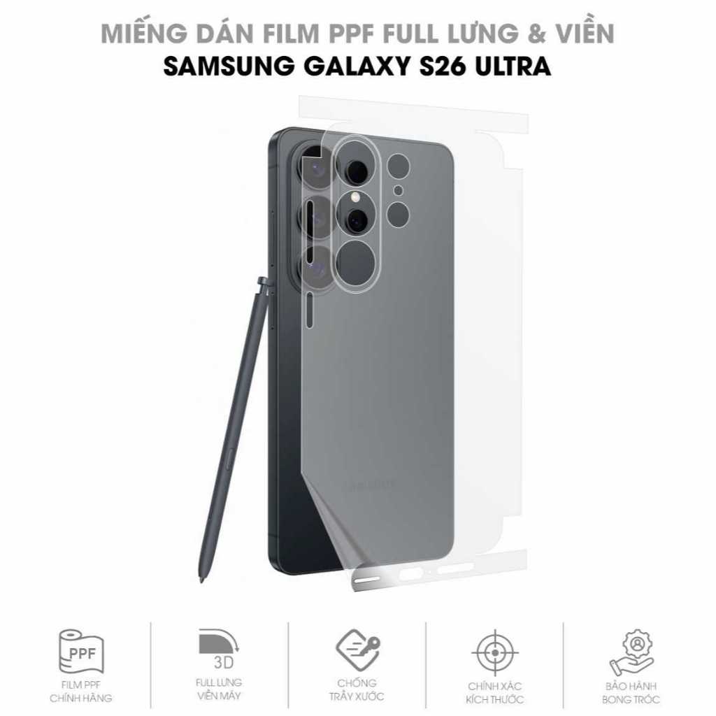 Miếng Dán Film PPF Samsung Galaxy S26, S25 Series Full Lưng Viền | Miếng Dán Film PPF Chống Trầy Xướ