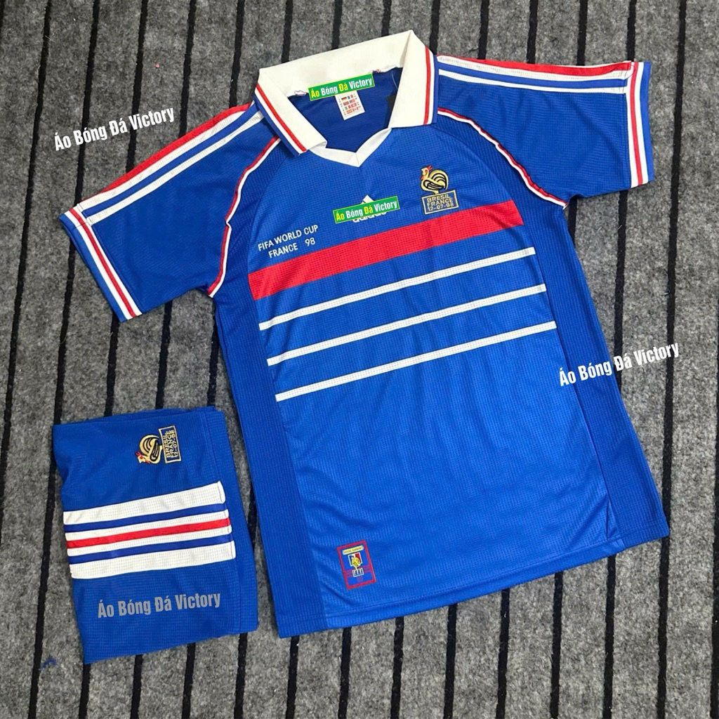 Bộ Quần Áo Bóng Đá Đội Tuyển Pháp Trắng 1998, Áo Đá Banh Đội Tuyển Pháp Retro 1998