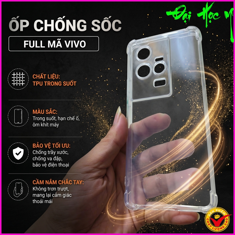 Ốp lưng trong suốt chống sốc Vivo iQooZ9X-5G/ Z9-5G/Z9 Turbo/ iQoo 9/  iQoo 9Pro... hạn chế ố, trong
