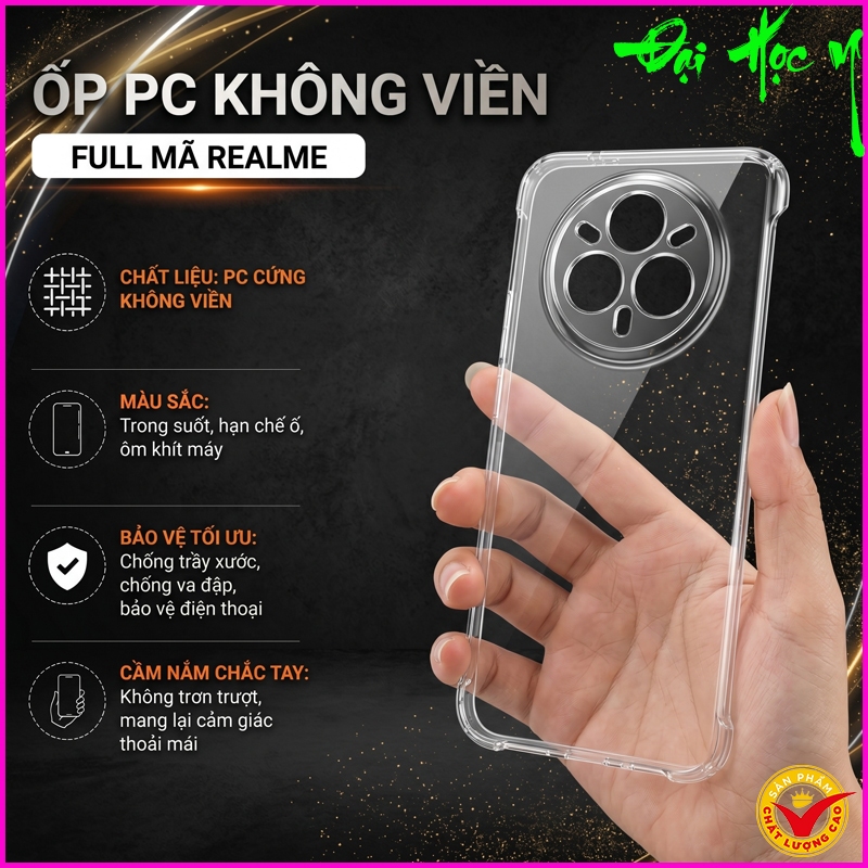 Ốp Lưng trong suôt không viền cứng Realme Neo7 Turbo/ Neo 7/ Realme GT7 Pro/  Realme GT7...  Nhựa PC