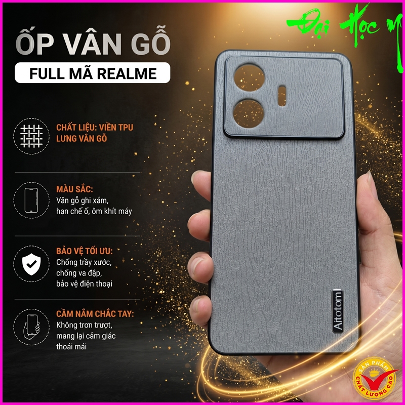Ốp Lưng vân gỗ Realme GTNeo5/  GT5 Pro/ GT5/ GTNeo5SE ....Chính hãng Aitoton sang trọng