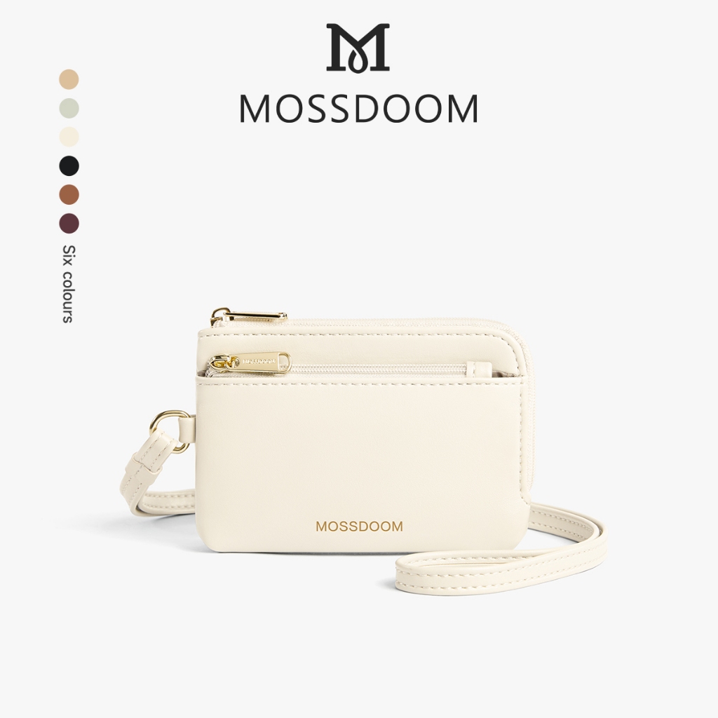 MOSSDOOM Vivia Card Holder Ví đựng thẻ mini màu macaron, có dây đeo dài và nhiều ngăn tiện dụng