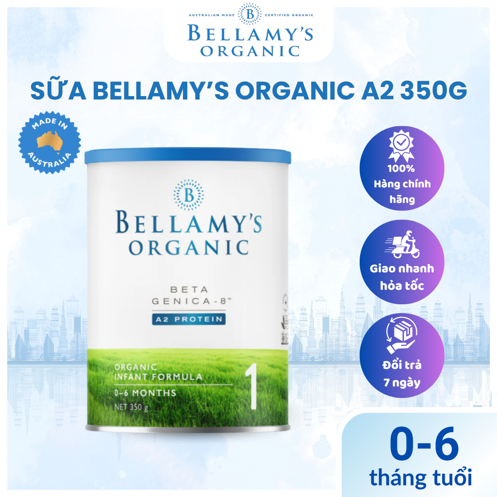 Sữa Bellamy A2 Organic Số 1 350g Lon Nhỏ – Sữa Nguyên Kem, Mát Lành Dễ Hấp Thu - BELLAMY’S ORGANIC