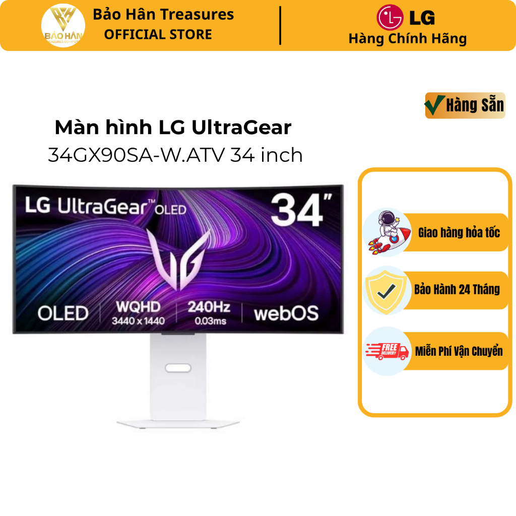 Màn Hình Cong LG 34GX90SA-W.ATV 34 inch UWQHD OLED 240Hz 0.03ms - Hàng Chính Hãng