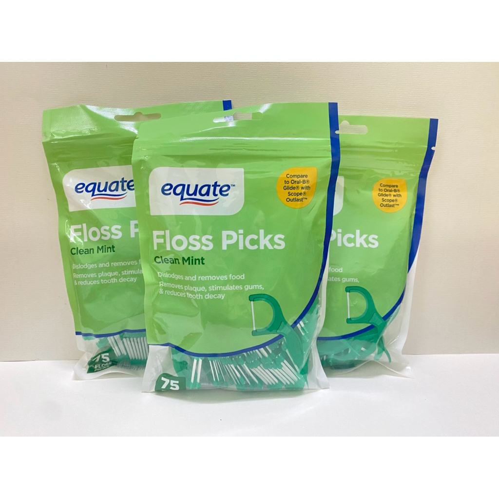 Tăm chỉ nha khoa Equate floss picks clean mint gói 75 cây - Hàng Mỹ