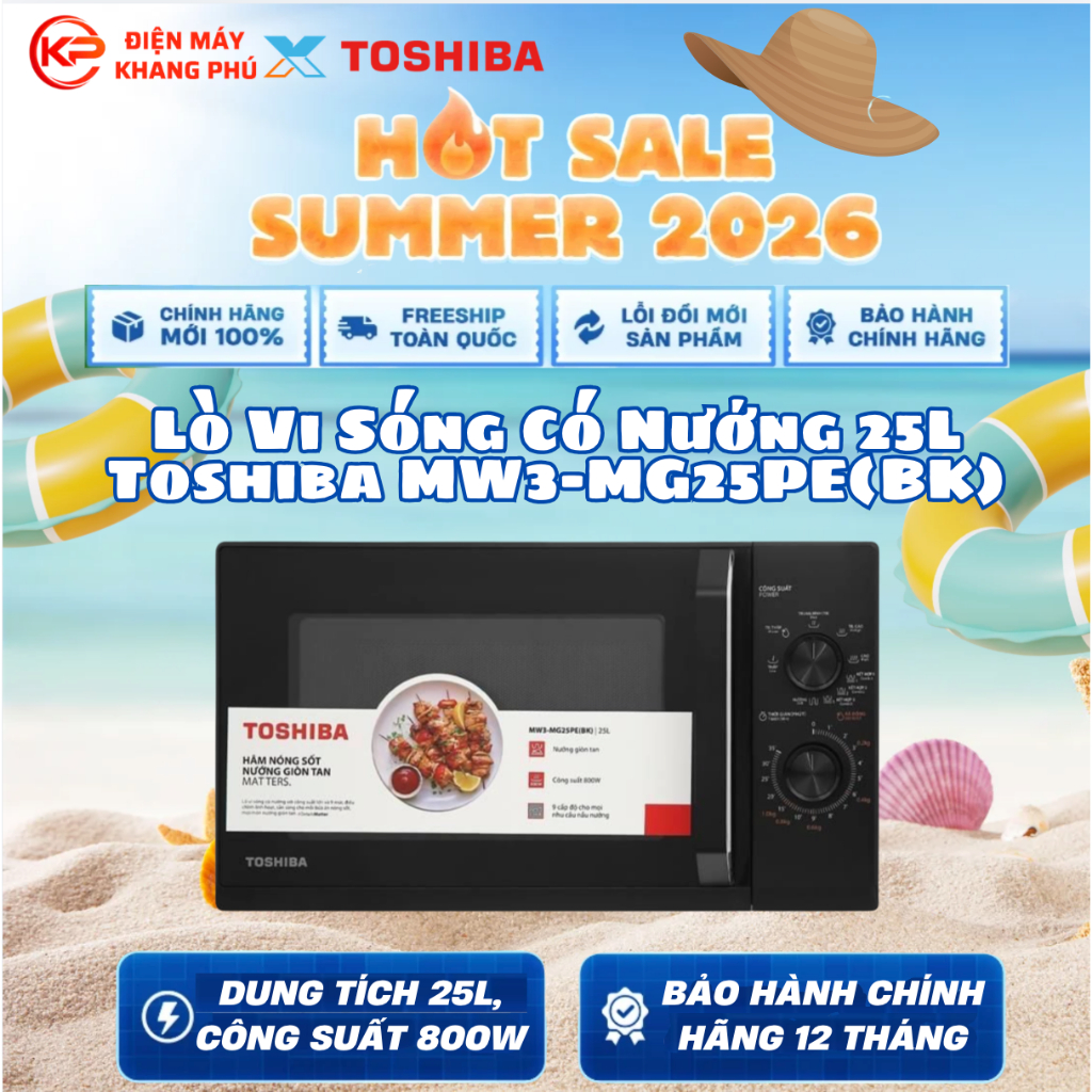 Lò Vi Sóng Có Nướng 25L Toshiba MW3-MG25PE(BK)