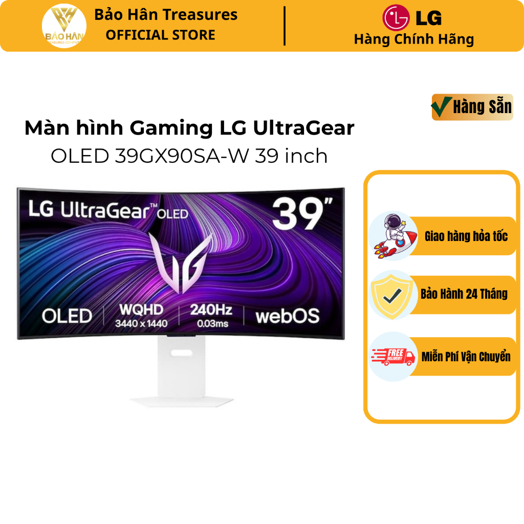 Màn hình Gaming LG UltraGear 39" 39GX90SA-W WQHD 240Hz OLED FreeSync - Hàng Chính Hãng