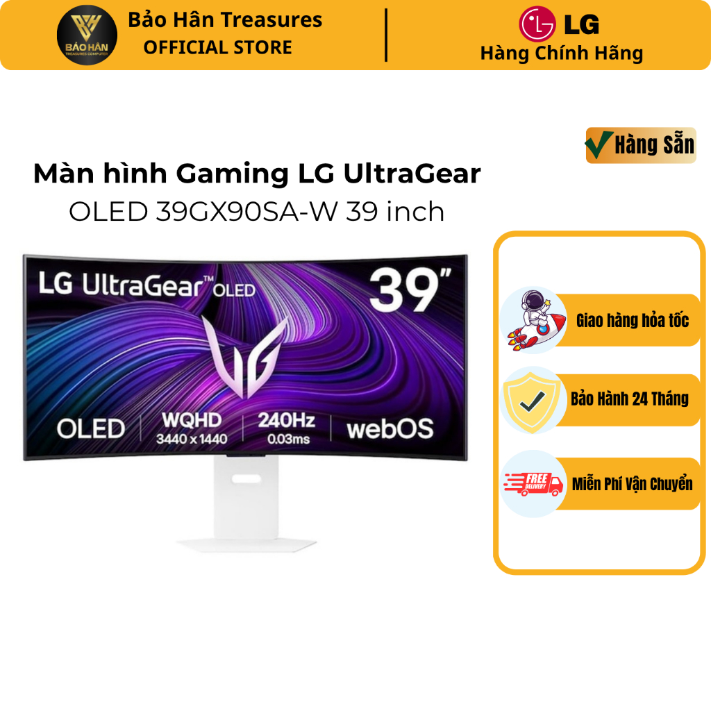 Màn hình Cong LG UltraGear 39" 39GX90SA-W WQHD 240Hz OLED FreeSync Gaimng - Hàng Chính Hãng