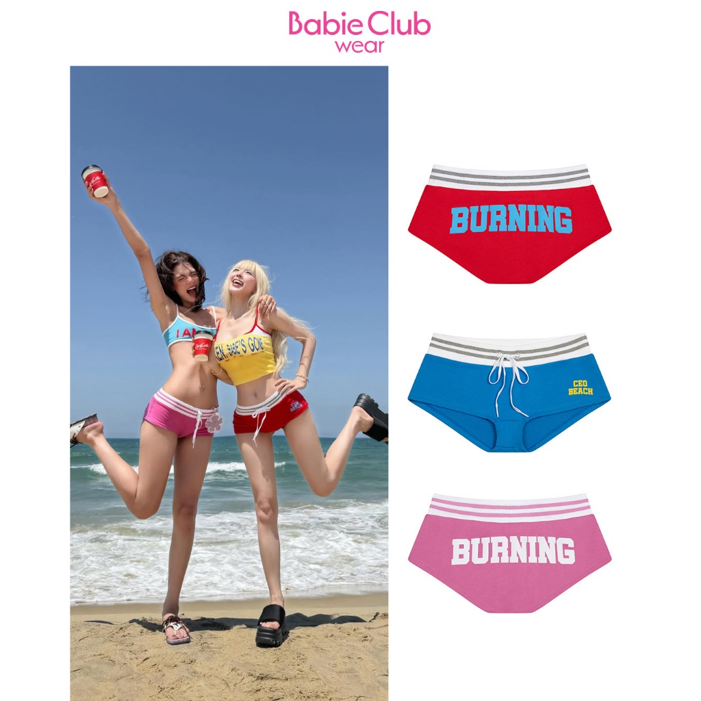 BABIE CLUB | QUẦN SHORT NỮ CẠP THẤP ĐI BIỂN BABIE BURNING SHORTS