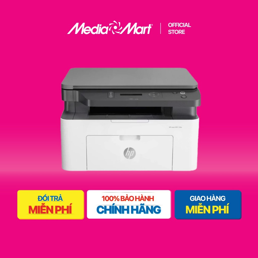 [ Mediamart Mall ] Máy in laser đen trắng HP 136W 4ZB86A (A4/A5/ In/ Copy/ Scan/ USB/ WIFI) BH chính