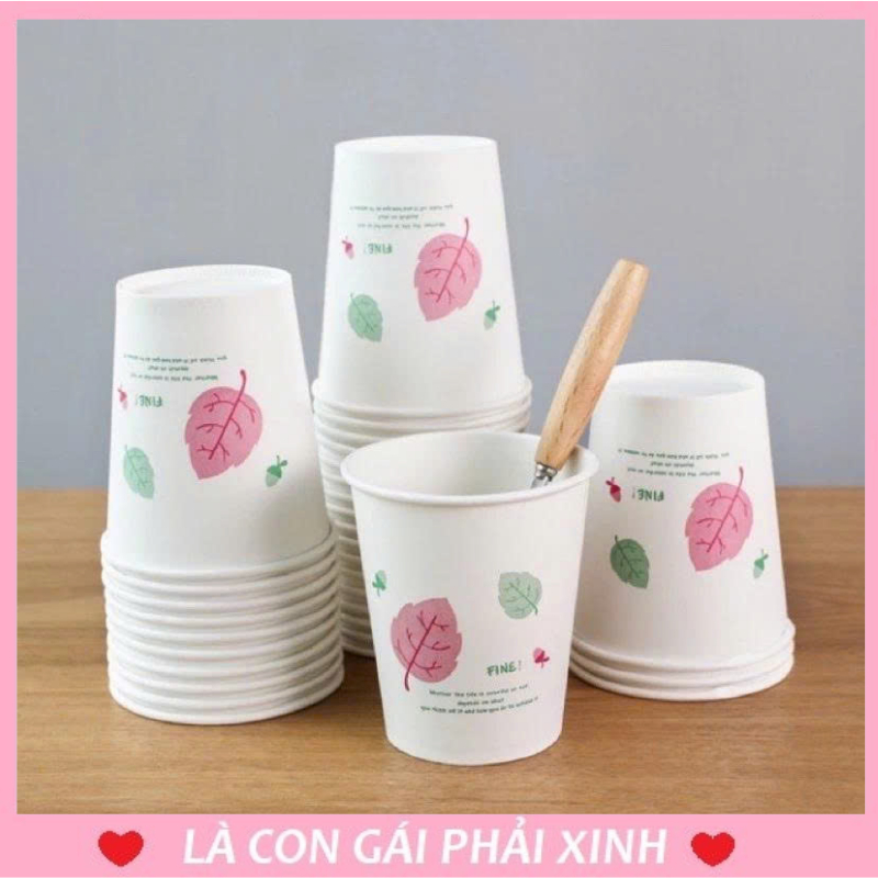SET 50 Ly Cốc Giấy Dung Tích 250ml Dùng 1 Lần Chất Liệu Giấy Cứng Cáp Chịu Nhiệt Tốt Ly Dùng 1 Lần #