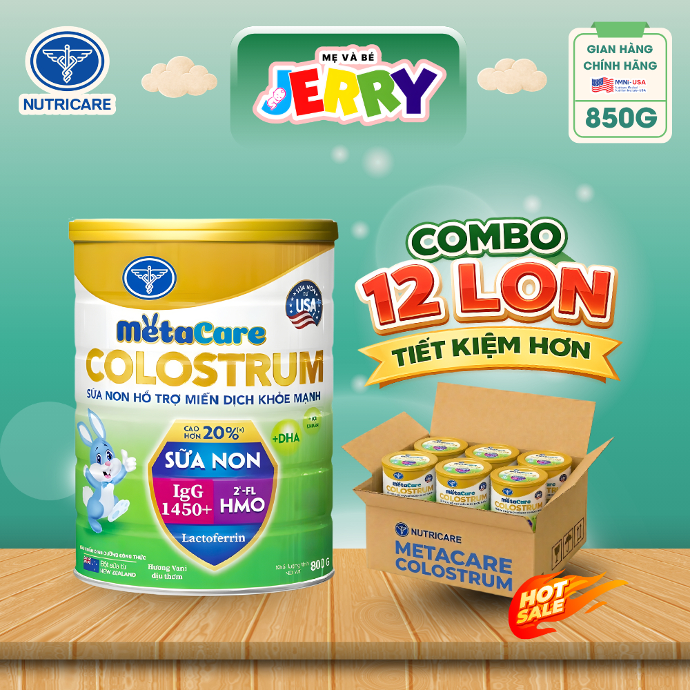 [Combo 12 Lon] Sữa Bột Nutricare Metacare Colostrum 1450 IgG