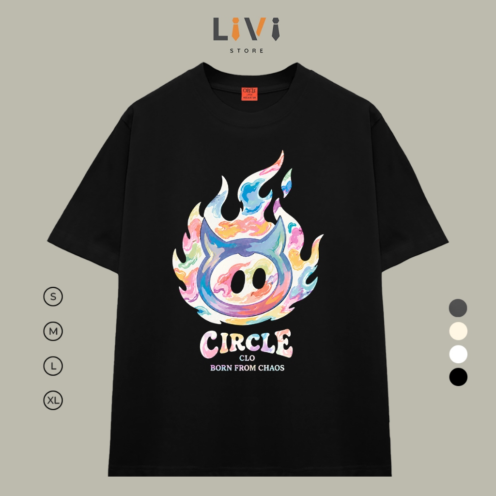 Áo Thun Circle Clo Colorful Mascot Unisex Dáng Rộng Oversize Cotton 290gsm LIVI144 - Livi Store