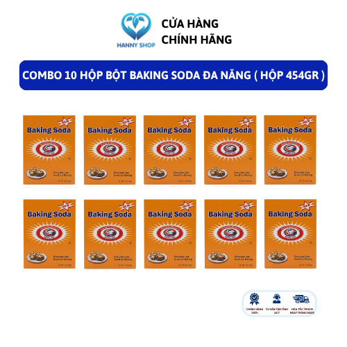 Combo 10 Hộp Bột Baking Soda Đa Năng, Bột Nở Baking Soda Khử Mùi Diệt Khuẩn Tẩy Rửa, Làm Bánh ( Hộp 