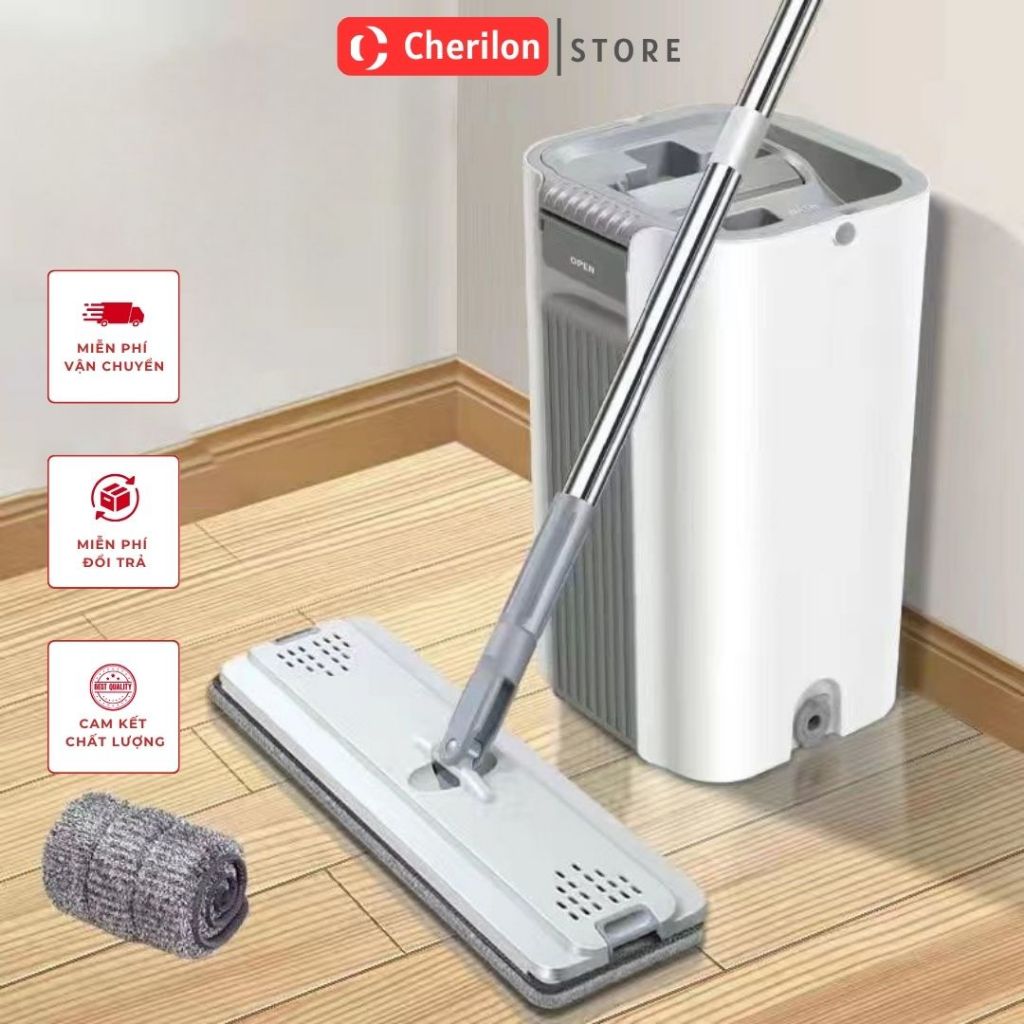 Cây Lau Nhà Thông Minh Tự Vắt D6 Bản PRO - Thùng 2 Ngăn Tách Nước Bẩn, Thiết Kế Sang Trọng