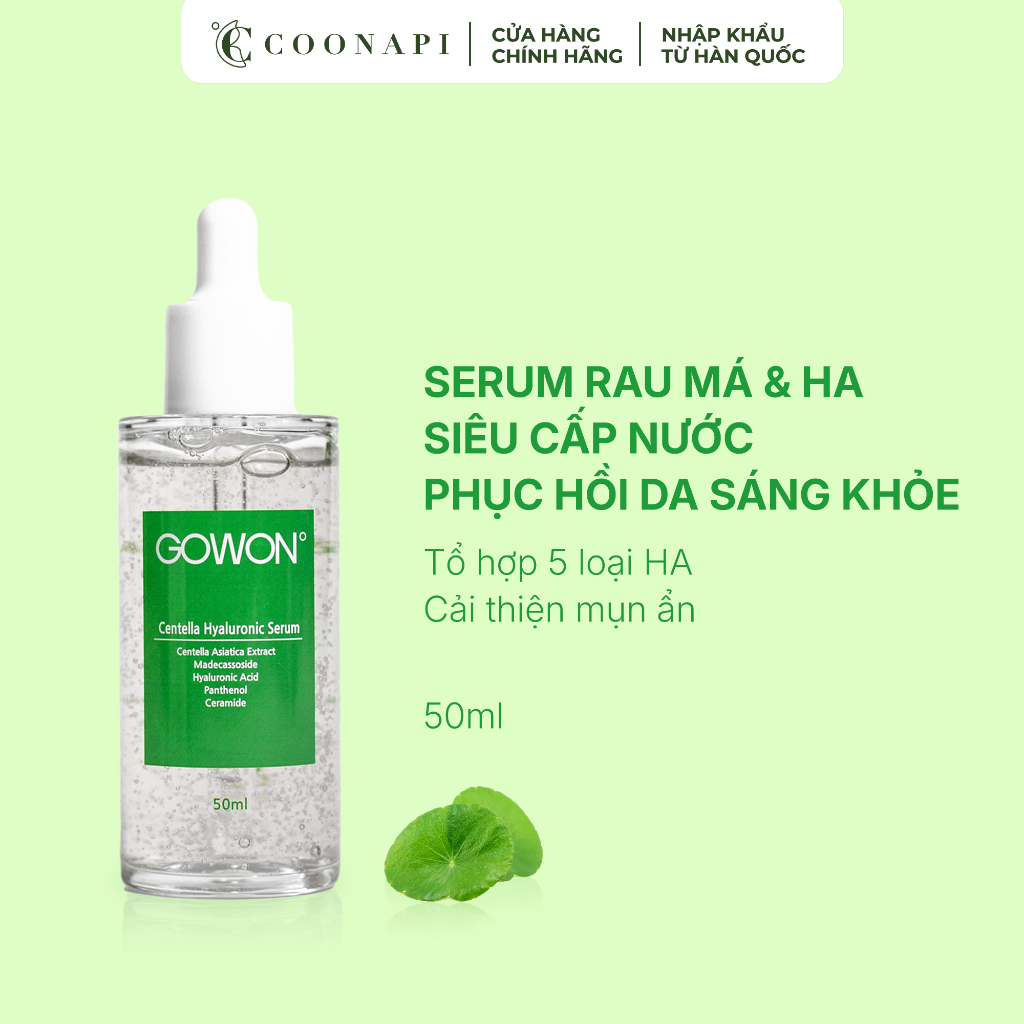 Serum Rau Má & HA Phục Hồi Da, Cấp Nước Và Cải Thiện Da Mụn Gowon Centella Hyaluronic Serum 50ml Bea