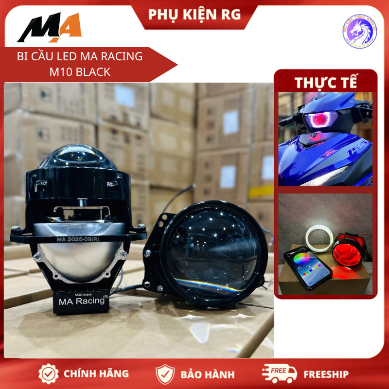 Đèn Bi Cầu Led Ma Racing M10 Black 65w Có Trợ Pha Vàng Phá Sương Chính Hãng - BH 12 Tháng