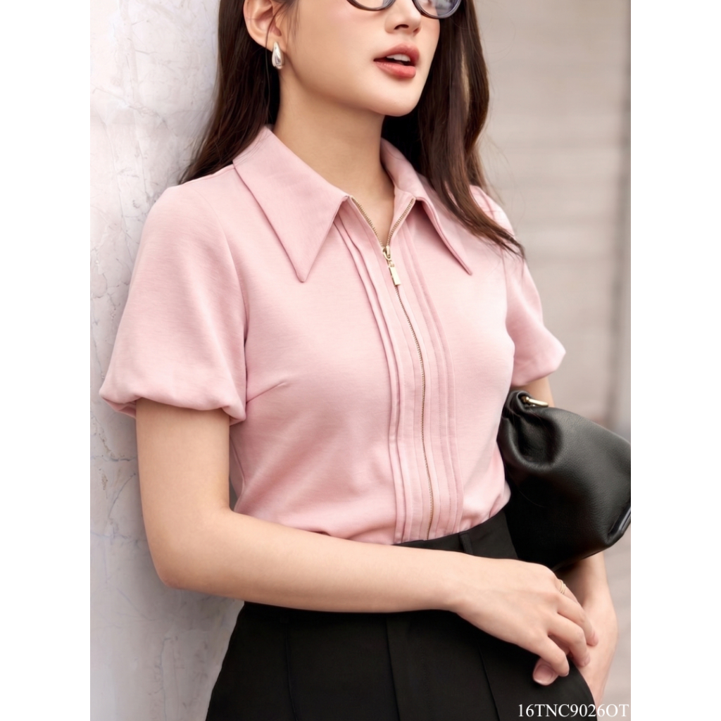 Áo Kiểu Nữ 𝐂𝐂𝐇𝐀𝐓 Dáng Ôm Cổ Đức Linry Chất Liệu Co Giãn Mềm Mại 16TNC9026OT | BigBuy360 - bigbuy360.vn