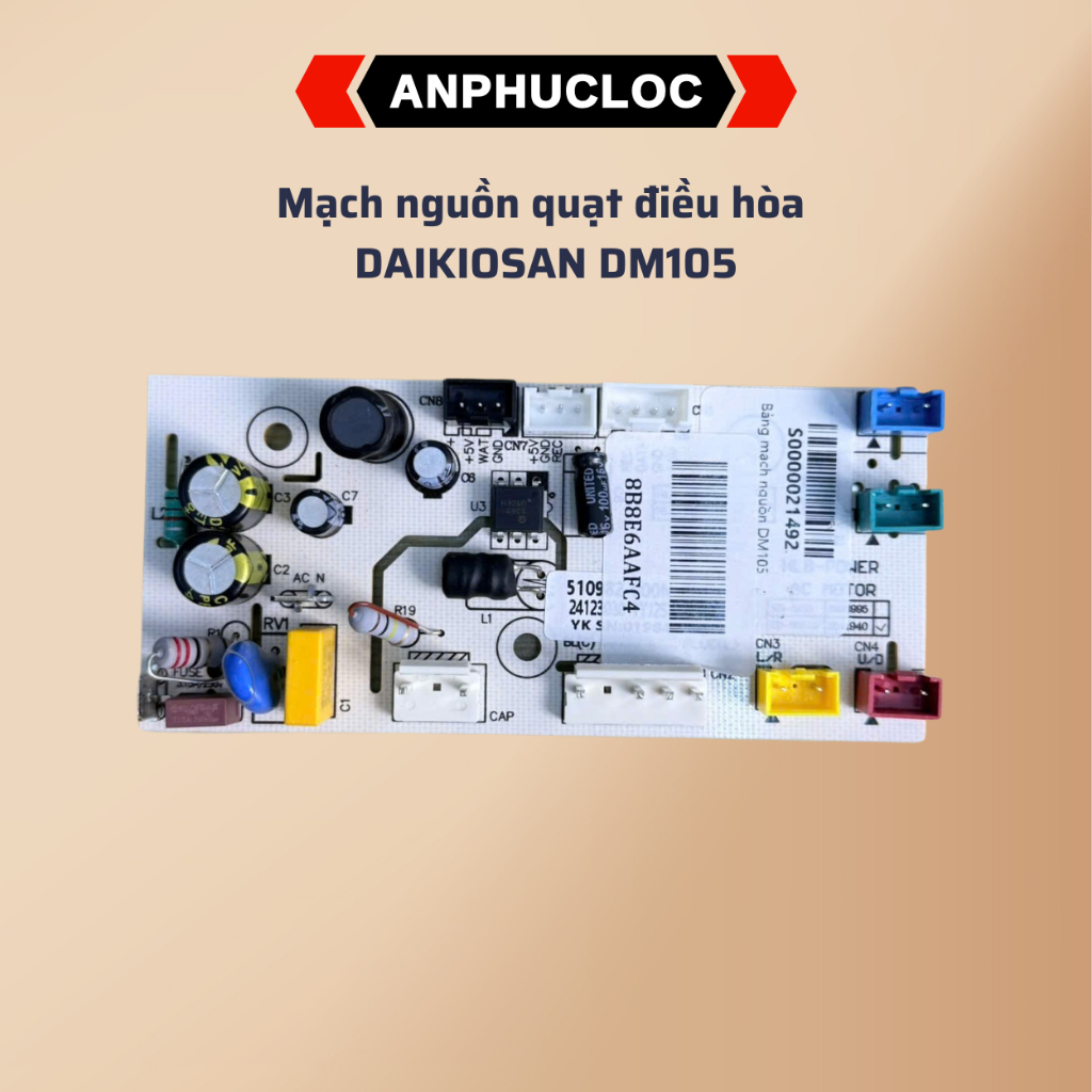 Bảng mạch nguồn, khiển quạt điều hòa Daikiosan DM105 hàng chính hãng