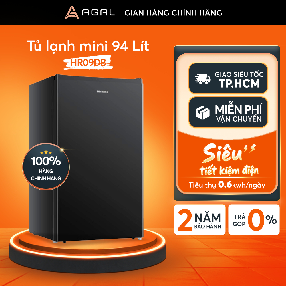 Tủ lạnh Mini 94 lít Hisense HR09DB, Tiết kiệm điện, Trả góp 0%, Bảo hành 2 năm
