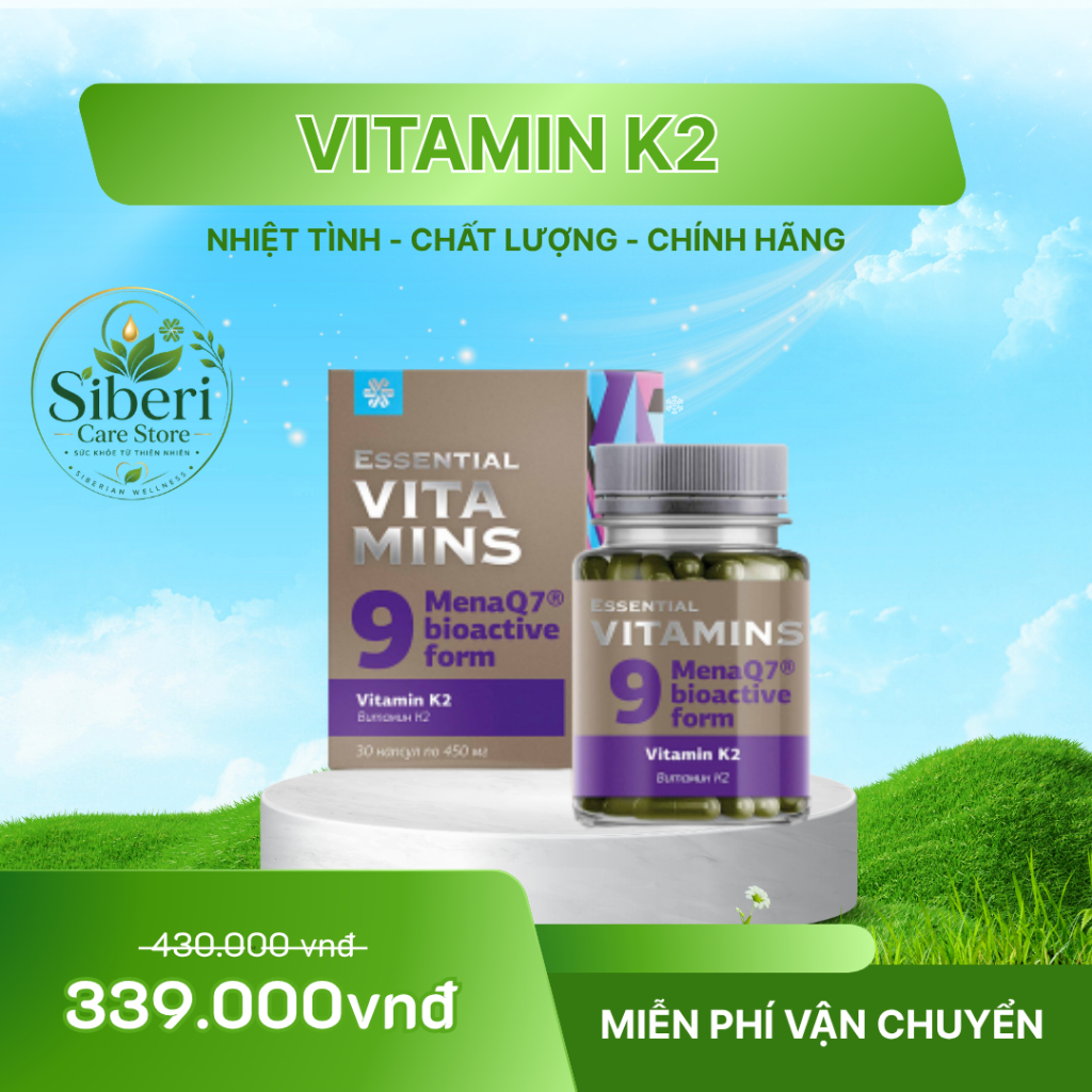Vitamin 9 thực phẩm bảo vệ sức khỏe Essential Vitamins. Vitamin K2 – 30 viên/hộp
