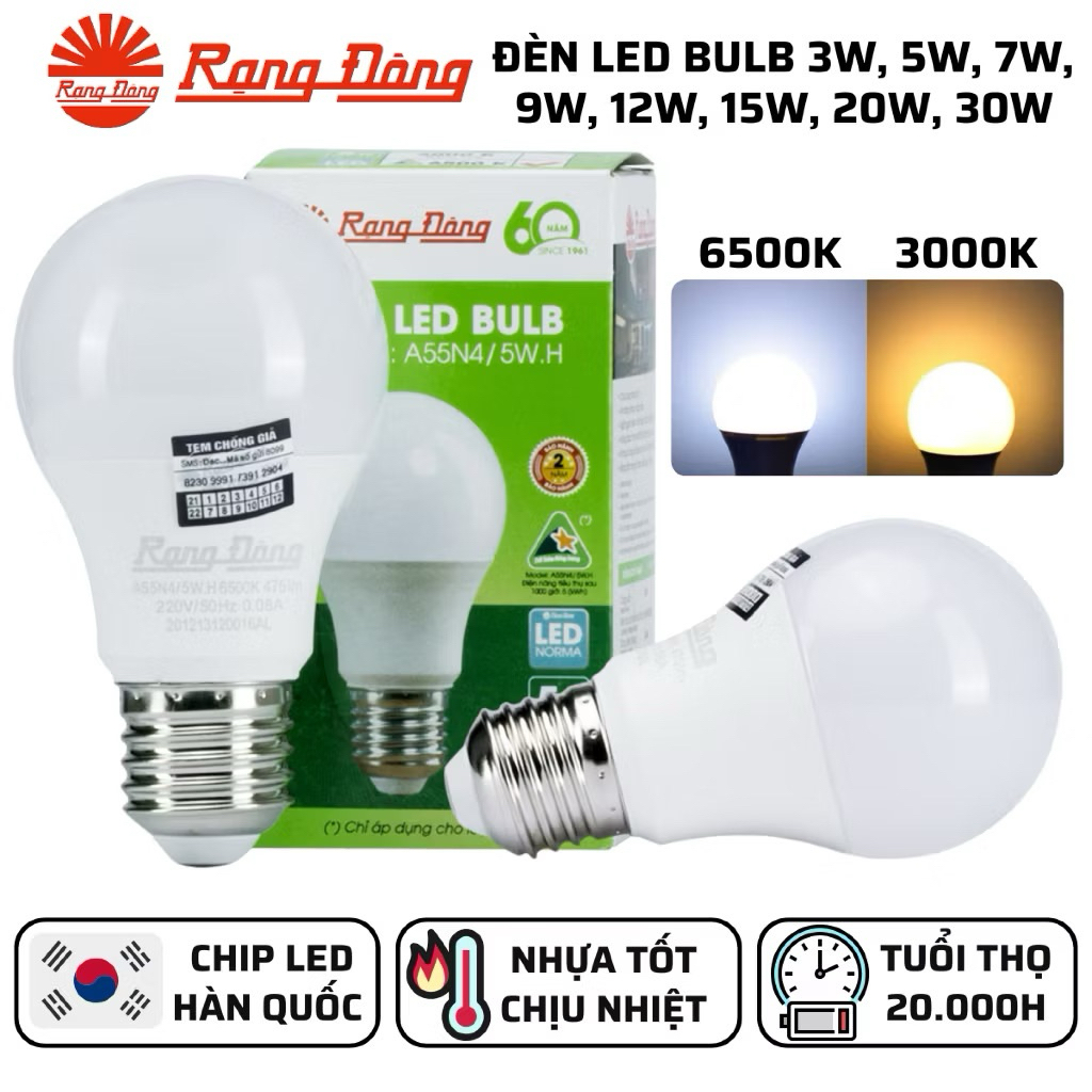 Bóng Đèn Led Bulb Rạng Đông 12w, 15w, 20w, 30w