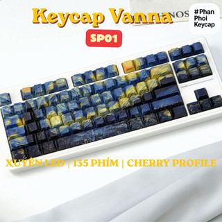 SP 01 | Keycap đêm đầy sao Vangogh Vanna  | Xuyên led | PBT doubleshot | 135 nút bàn phím cơ | cherry profile
