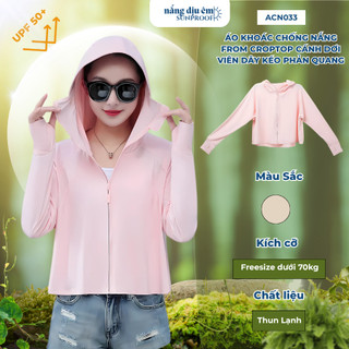 Áo chống nắng nữ chống tia UV UPF50+ chất liệu thun lạnh form croptop cánh dơi viền dây kéo phản quang ACN033