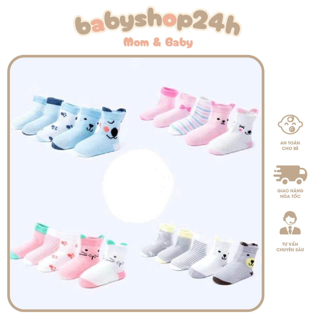 Sét 5 Đôi Tất Lưới Cho Bé Loại Cổ Cao Cho Bé Trai Bé Gái