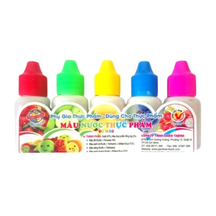 Set 5 Màu Nước Thực Phẩm 10ml(size lớn)