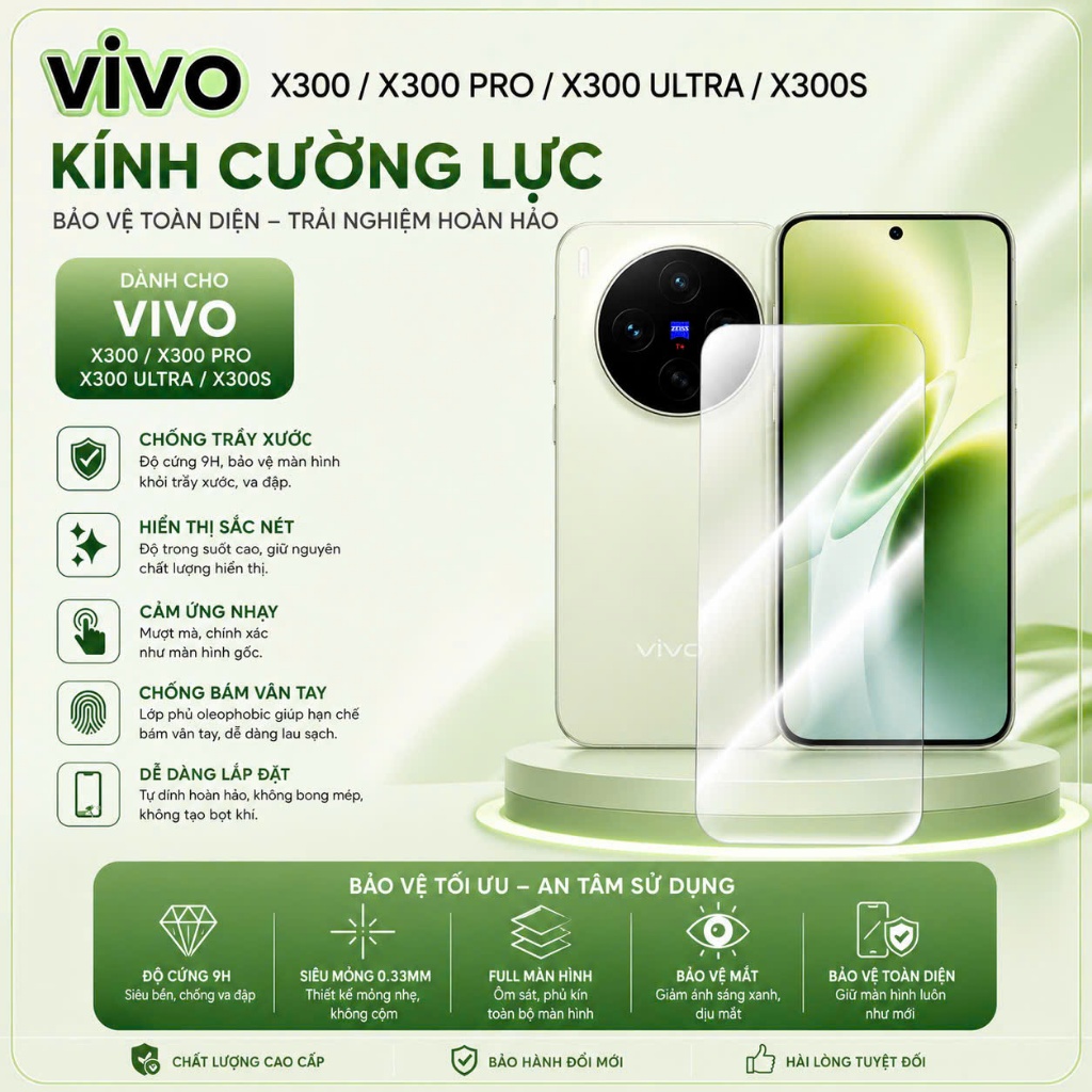 Kính Cường Lực Vivo X300 ULTRA/ X300 PRO VIVO X300/ X300S Trong Suốt BẢO VỆ MÀN HÌNH CHỐNG TRẦY XƯỚC