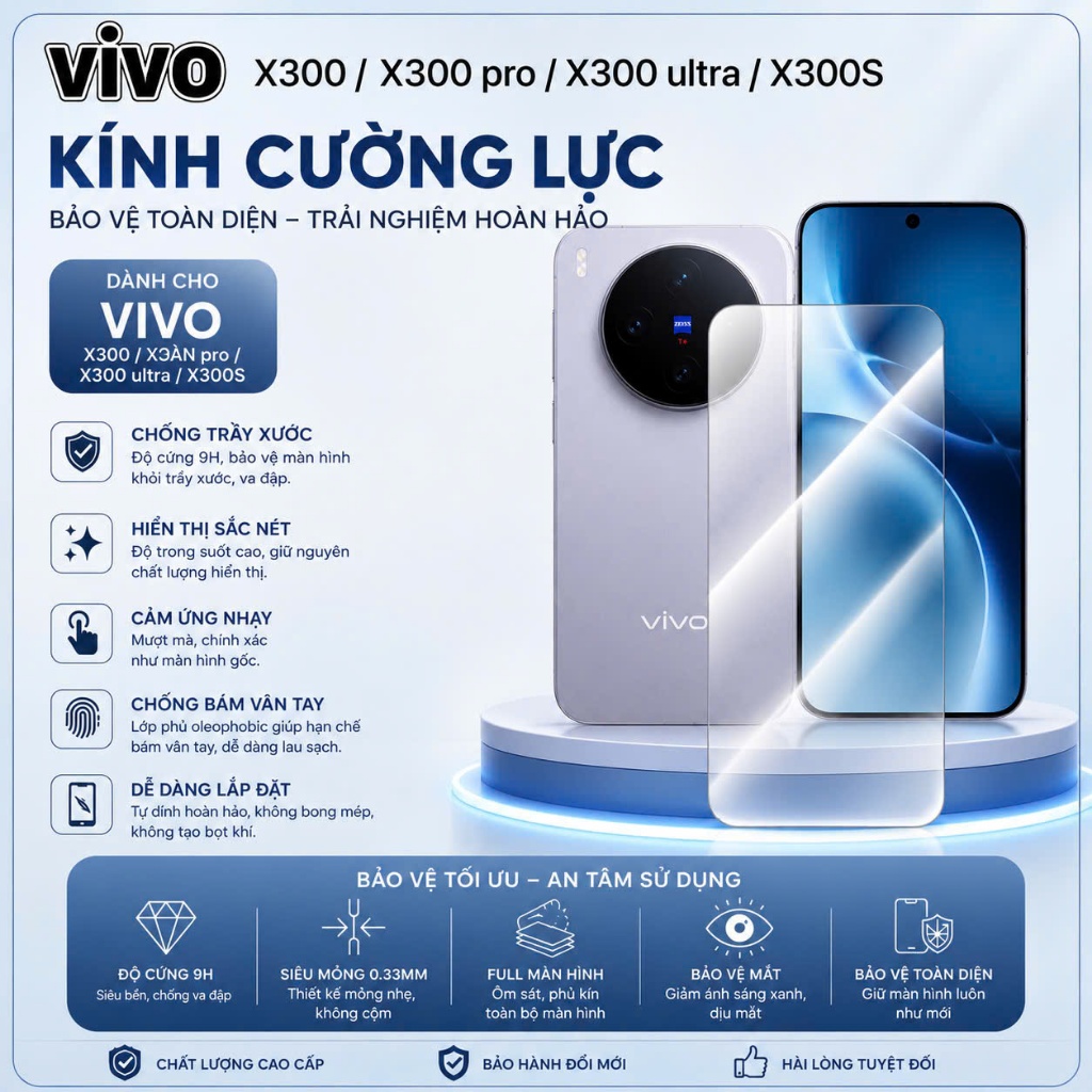 Kính Cường Lực Vivo X300 ULTRA/ X300S/ VIVO X300/ X300 PRO Trong Suốt BẢO VỆ MÀN HÌNH CHỐNG TRẦY XƯỚ