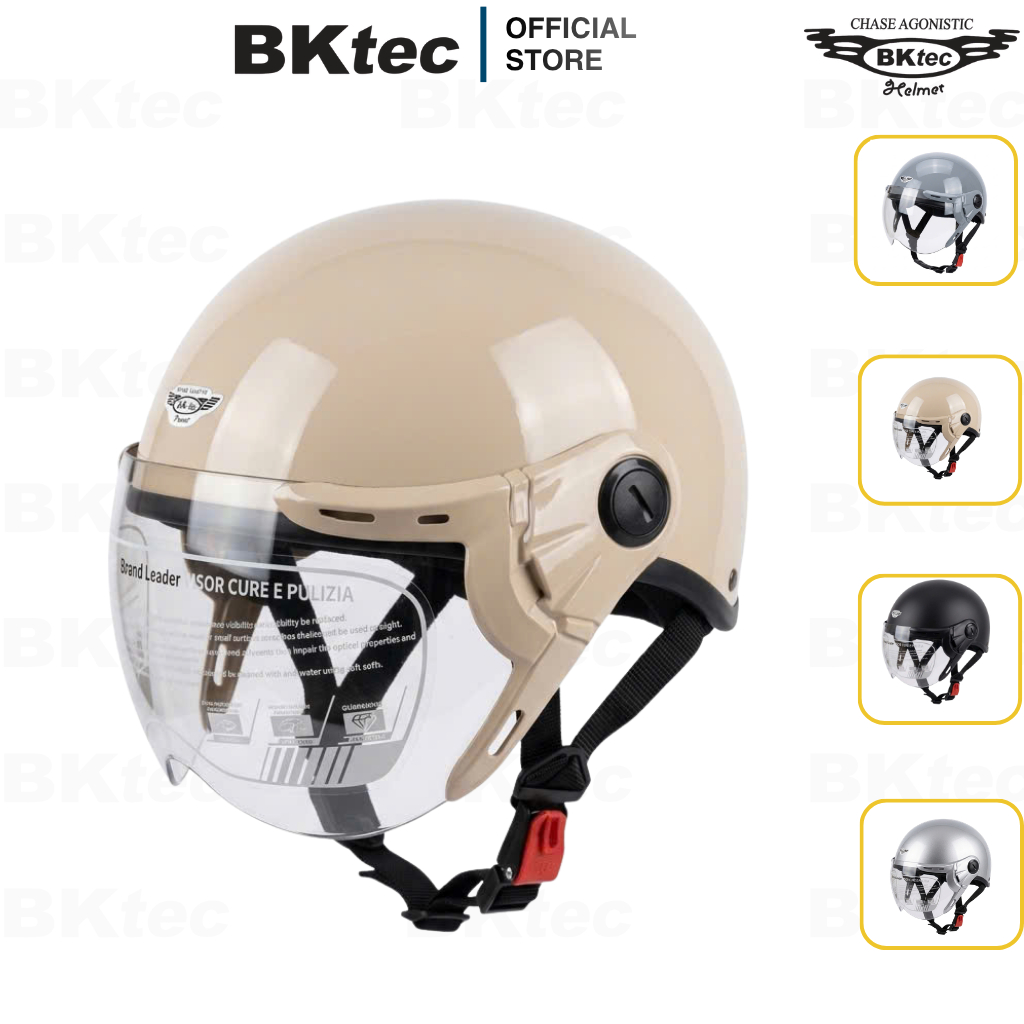 Mũ bảo hiểm nửa đầu có kính BKtec BK6 chính hãng, an toàn, nhiều màu cho cả nam và nữ, Freesize vòng