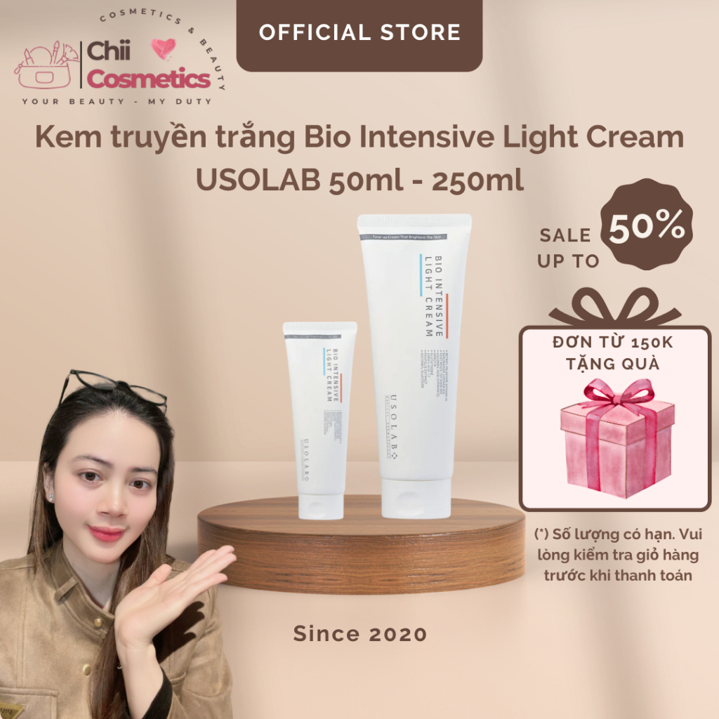 Kem body trắng da USOLAB Bio Intensive Light Cream 50ml-250ml - Giúp dưỡng trắng da body, nâng tone và làm sáng da body