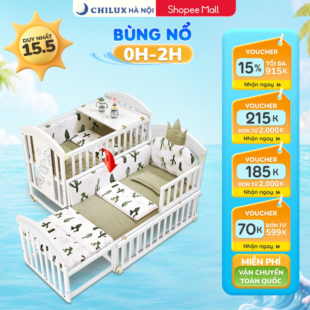 Nôi cũi cho em bé CHILUX PEACE WHITE - Đa năng 6 chế độ cho bé sơ sinh đến 12 tuổi