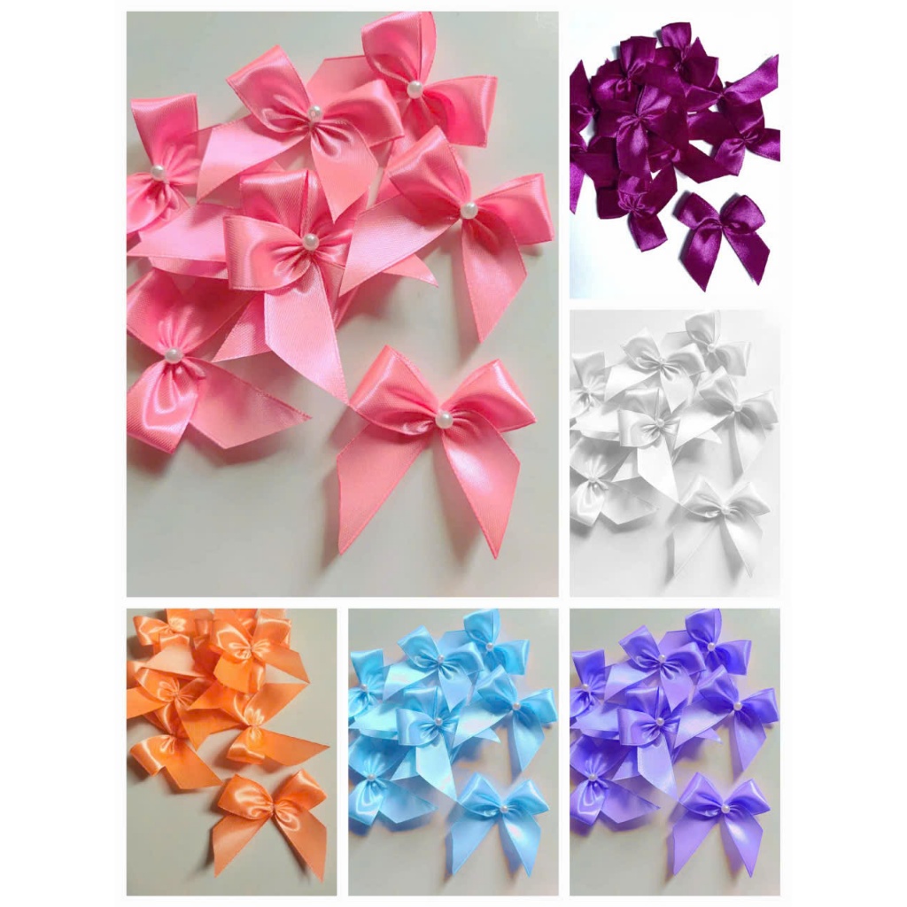 Set 20 nơ lụa 5x5cm + tặng kẽm buộc (N76)