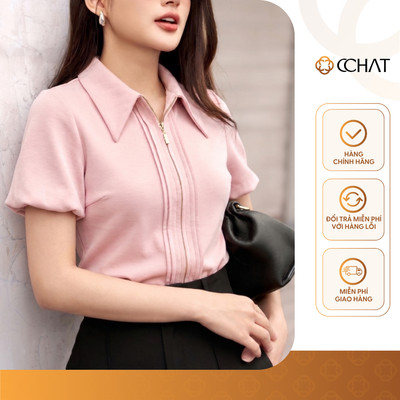 Áo Kiểu Nữ 𝐂𝐂𝐇𝐀𝐓 Dáng Ôm Cổ Đức Linry Chất Liệu Co Giãn Mềm Mại 16TNC9026OT