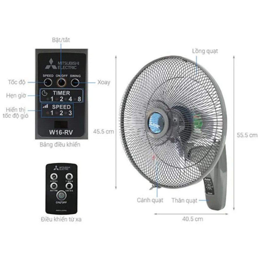 QUẠT TREO MITSUBISHI W16-RA