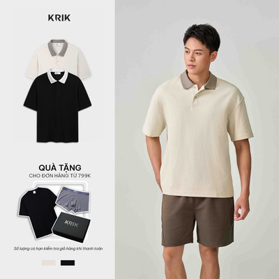 Áo Polo Nam KRIK Form Relax Gân Nổi Phối Màu Bo Cổ Thanh Lịch Hiện Đại PL2306