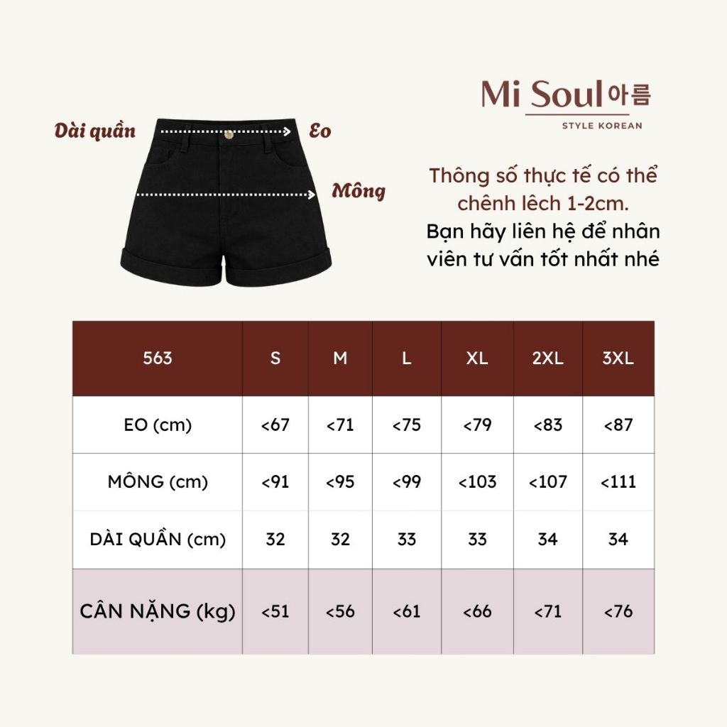 Quần Short Kaki Bigsize Cạp Cao Dáng A, Quần Đùi Nữ Basic Tôn Dáng Che Bụng Misoul 563 | BigBuy360 - bigbuy360.vn